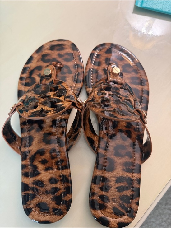 Tory Burch Shoes - Tory Burch Leopard Print Slide Sandals in Brown and Black